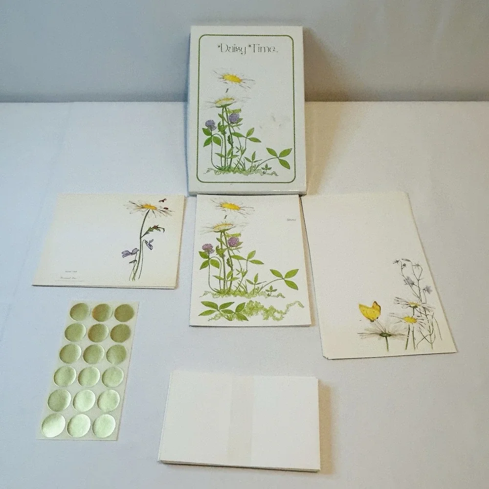 Vintage Current Daisy Time Stationery Set Unused Complete Botanical Floral